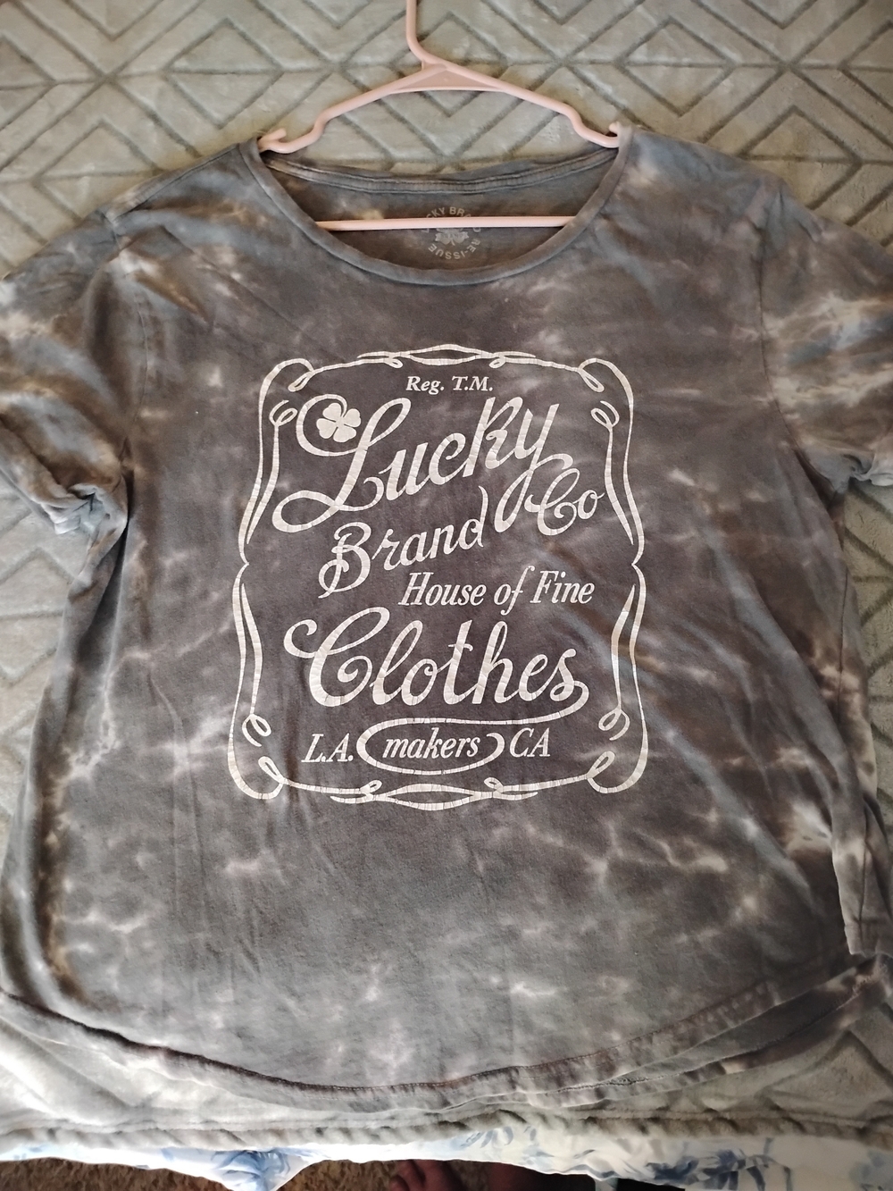 Lucky Brand Girls' Gray Tie-Dye Graphic Tee M